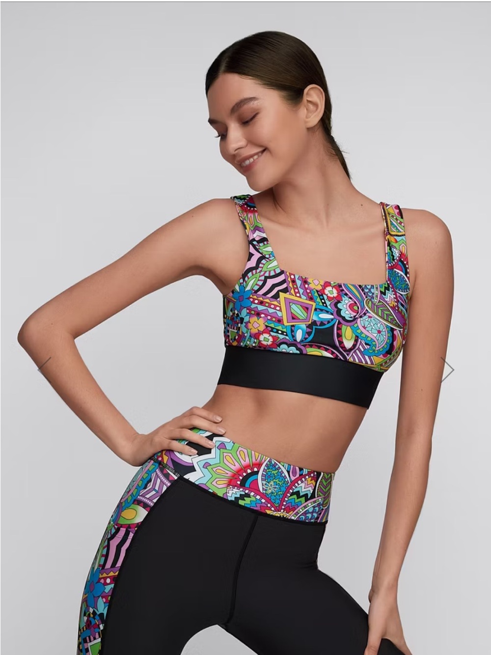 Johnny Was Vibrant Reversible Multicolor Floral-Print Sports Bra